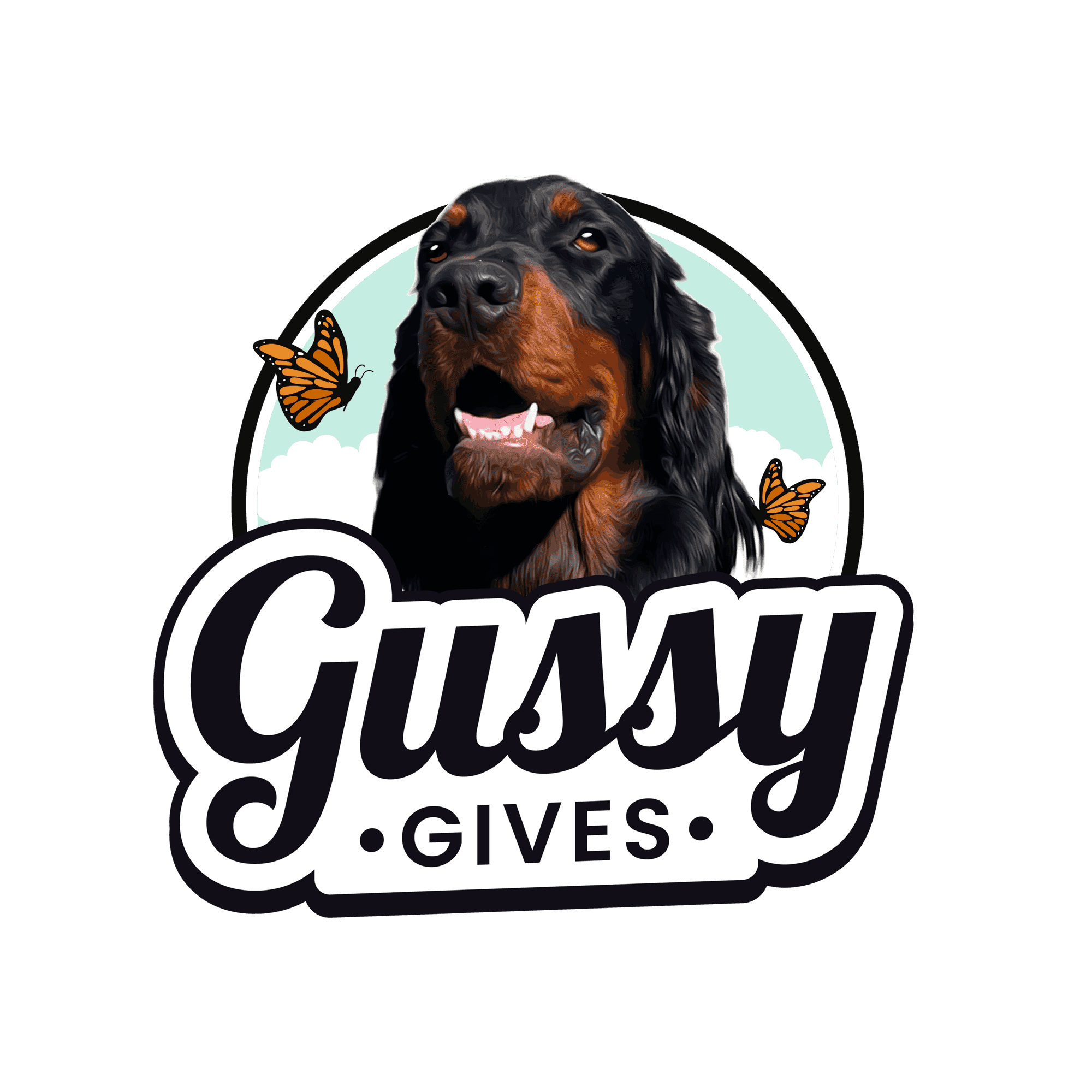 <p>Gussy Gives</p> logo