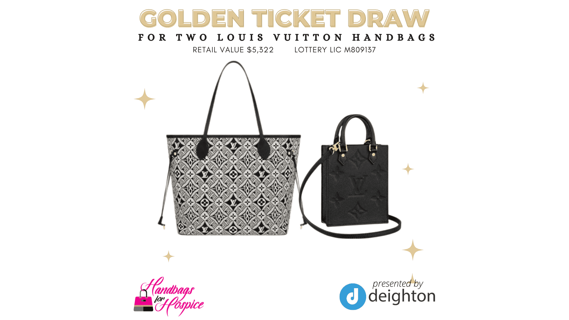 Golden Ticket Draw for Two Louis Vuitton Handbags