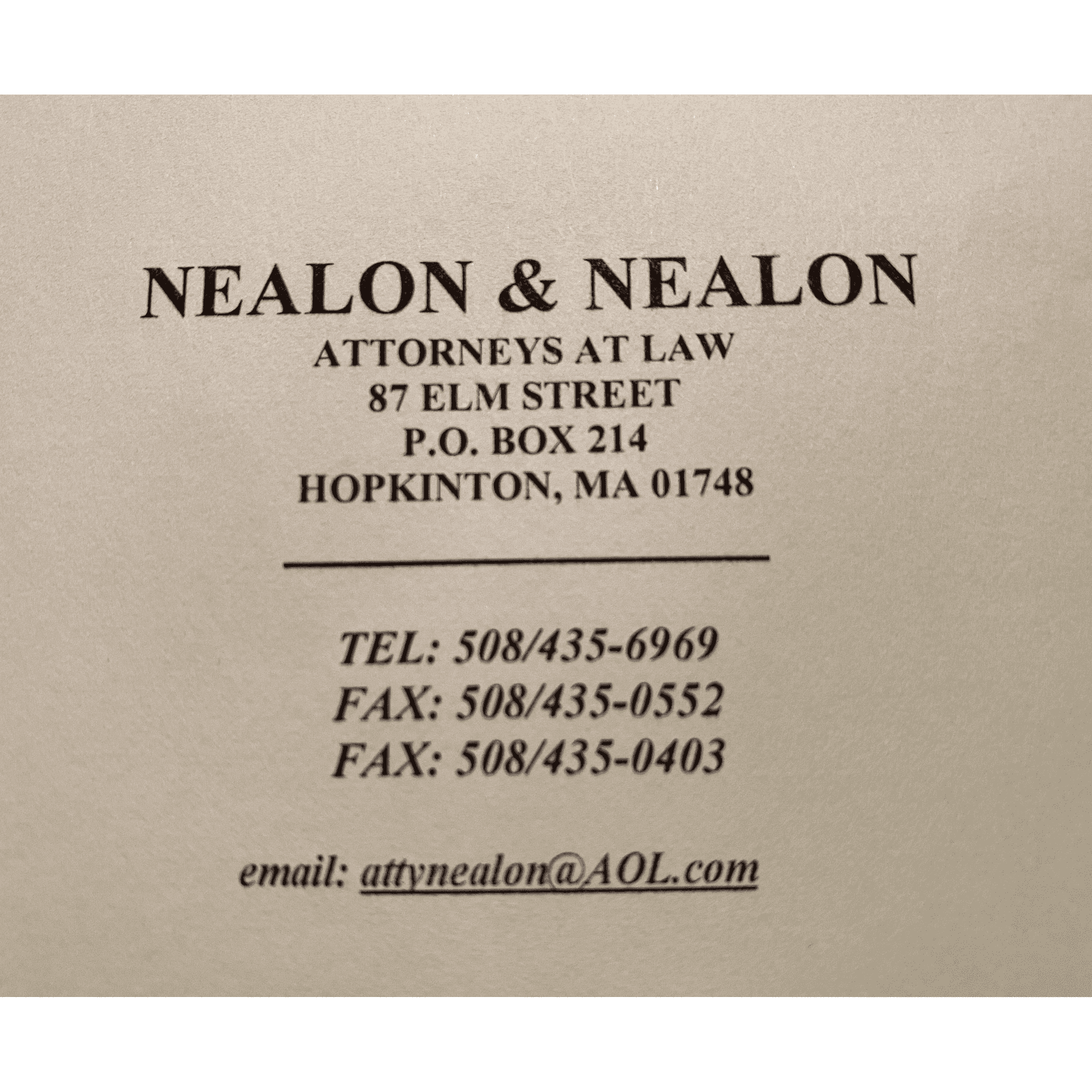 <p>Nealon &amp; Nealon Law Firm</p> logo